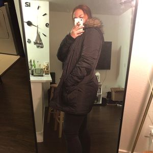 Black longline parka jacket